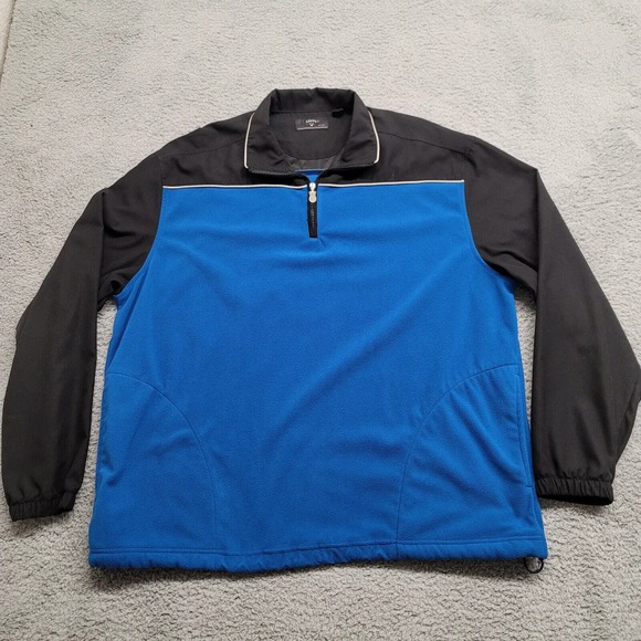 Callaway‎ Jacket Mens XL Blue Black Golf 1/4 Zip Sport Outdoors Classic Fleece - Picture 1 of 15